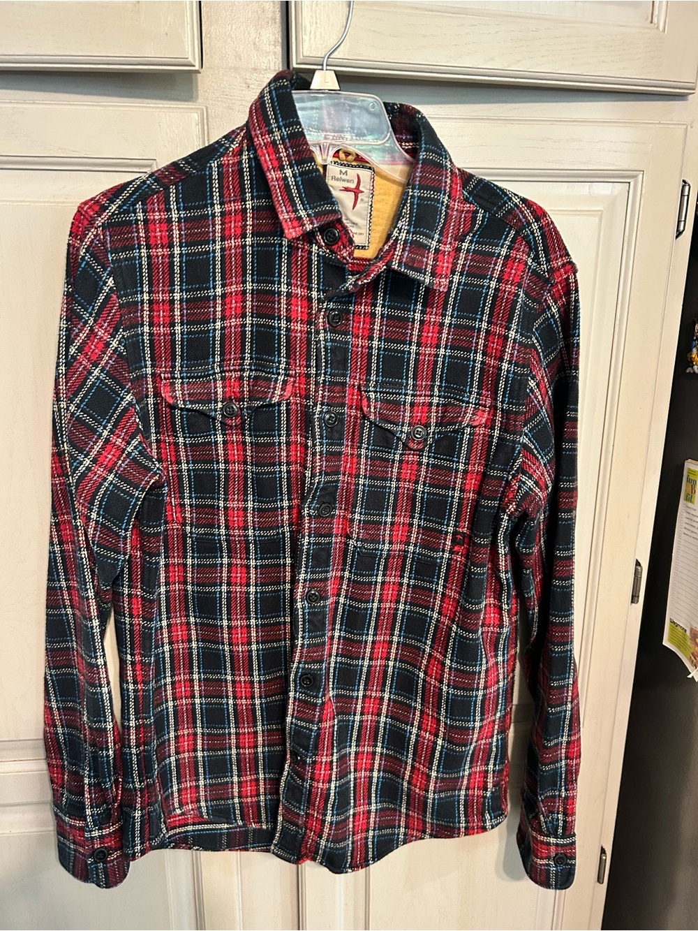 Relwen Men’s Medium Mountain Flannel Red Tartan 100% Cotton